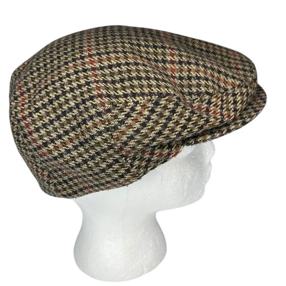 Vtg Bailey of Hollywood Flat Newsboy Hat Driver Cap Italy Houndstooth Mens L - Picture 1 of 8